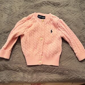 Ralph Lauren Kids Pink Cable Knit Cardigan